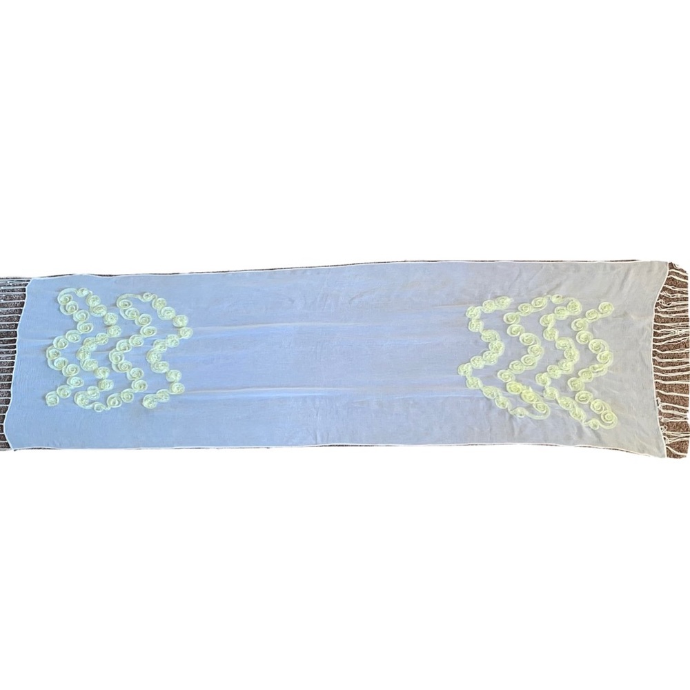 Ivory Yellow Flowers Hijab Scarf Wrap Chiffon